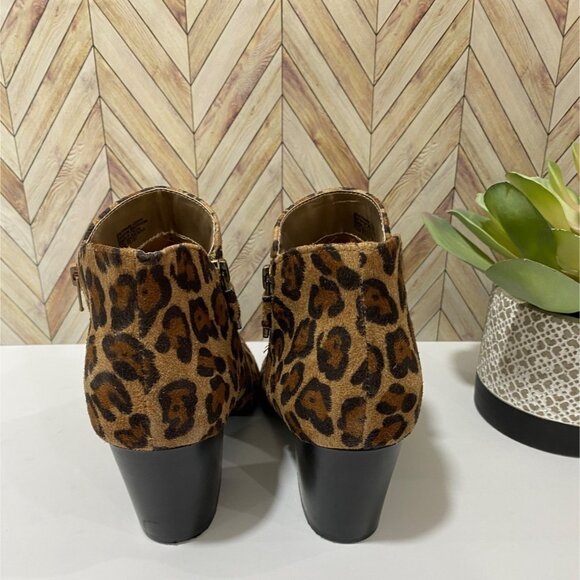 Style & Co Leopard Print Faux Suede High Heel Ankle Boots With Side Zipp Closure - Picture 2 of 13